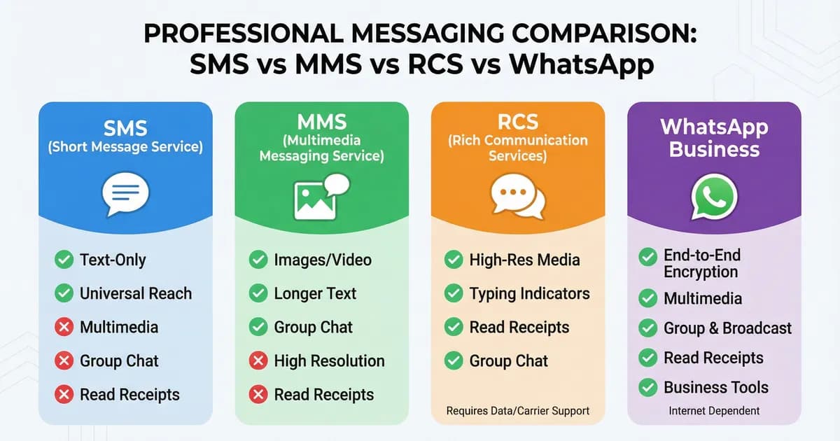 SMS vs RCS vs WhatsApp: Messaging Compared