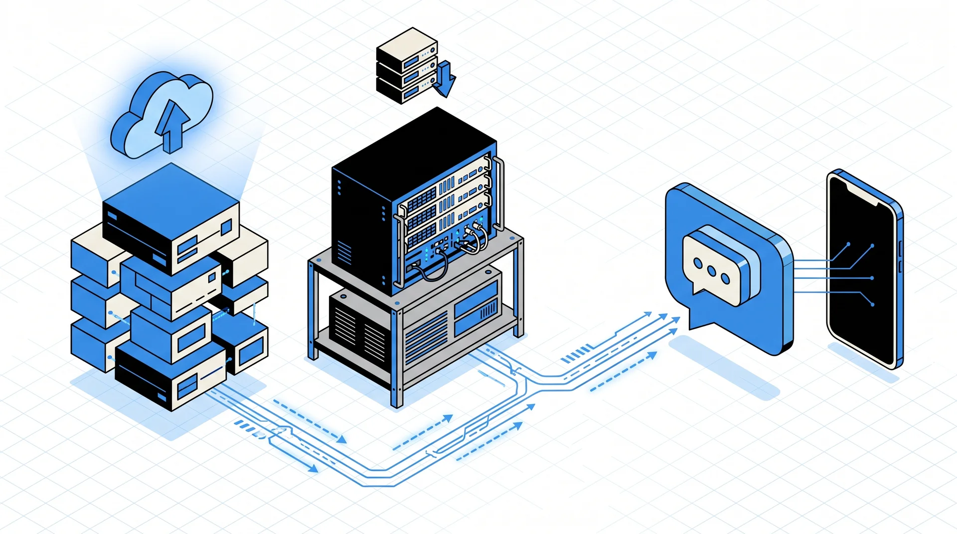 Side-by-side isometric architecture diagram comparing WhatsApp Cloud API and On-Premises API for Shopify merchants